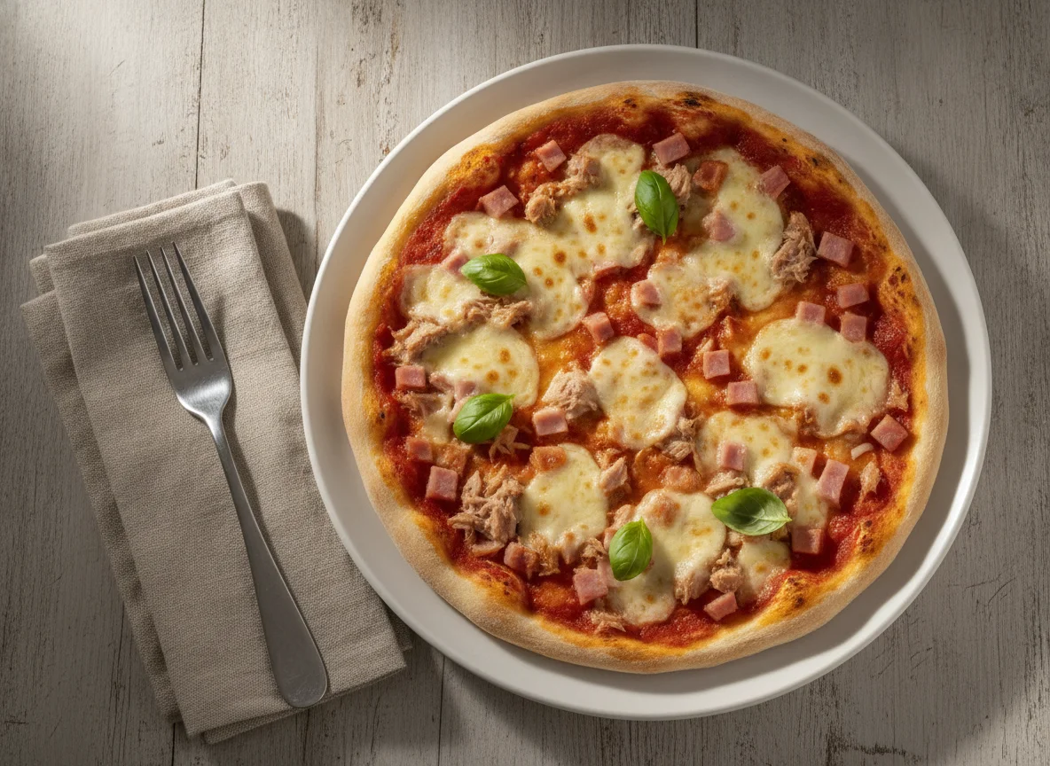 Pizza casera de atún y jamón photo