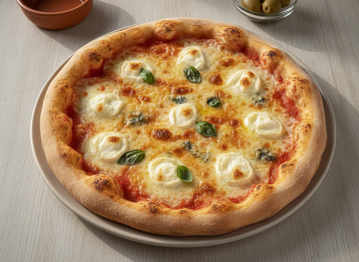 Pizza casera de cuatro quesos photo