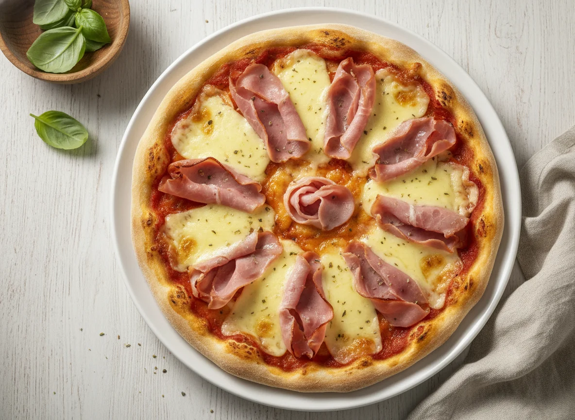 Pizza casera de jamón y queso photo