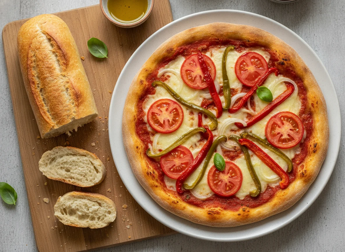 Pizza casera sin gluten y pan sin gluten photo