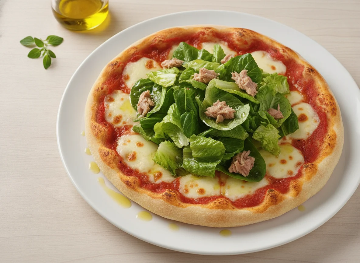 Pizza con ensalada de atún photo
