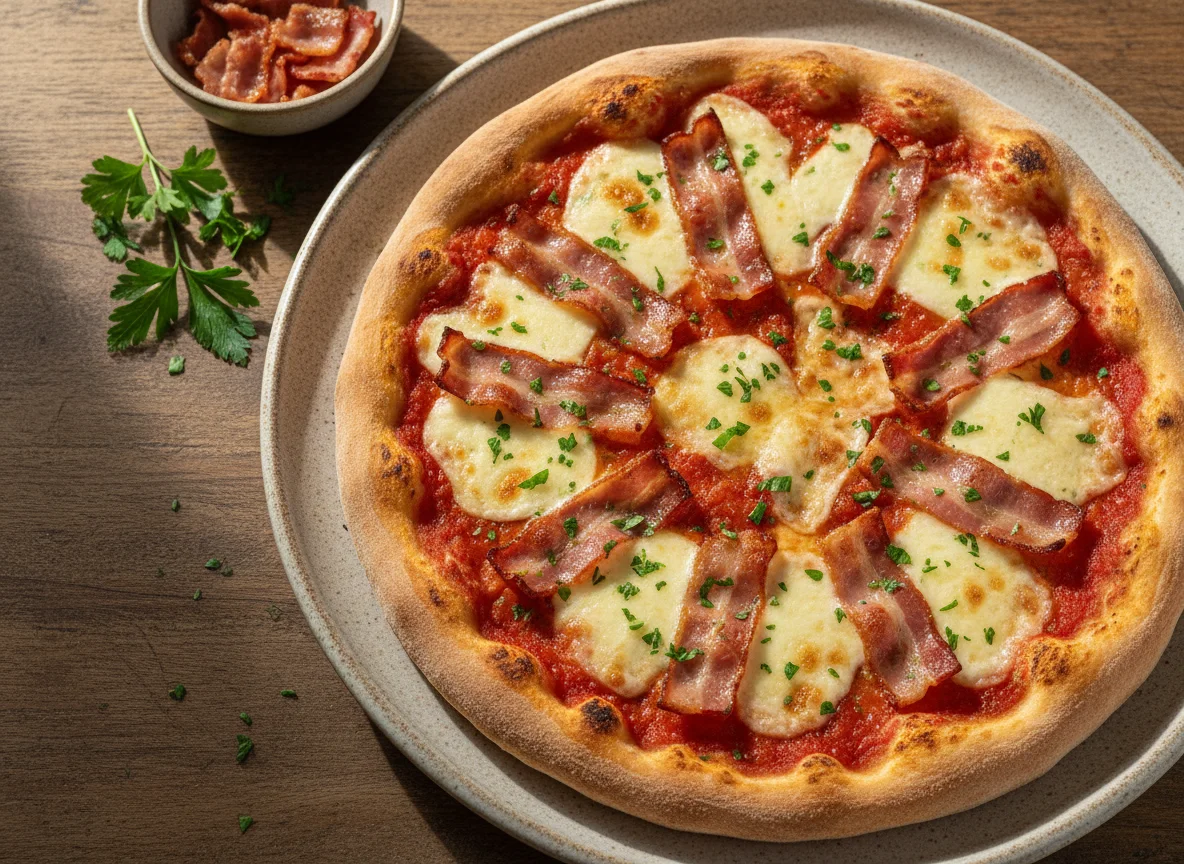 Pizza con tocino photo