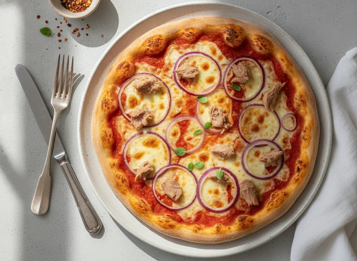 Pizza de atún y cebolla photo
