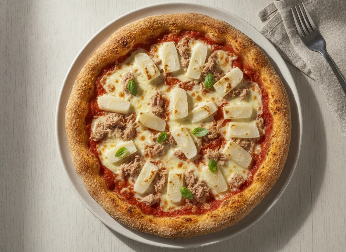 Pizza de avena con atún y palmitos photo