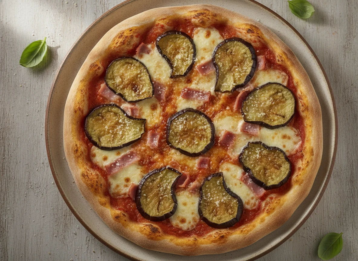 Pizza de berenjena y jamón photo