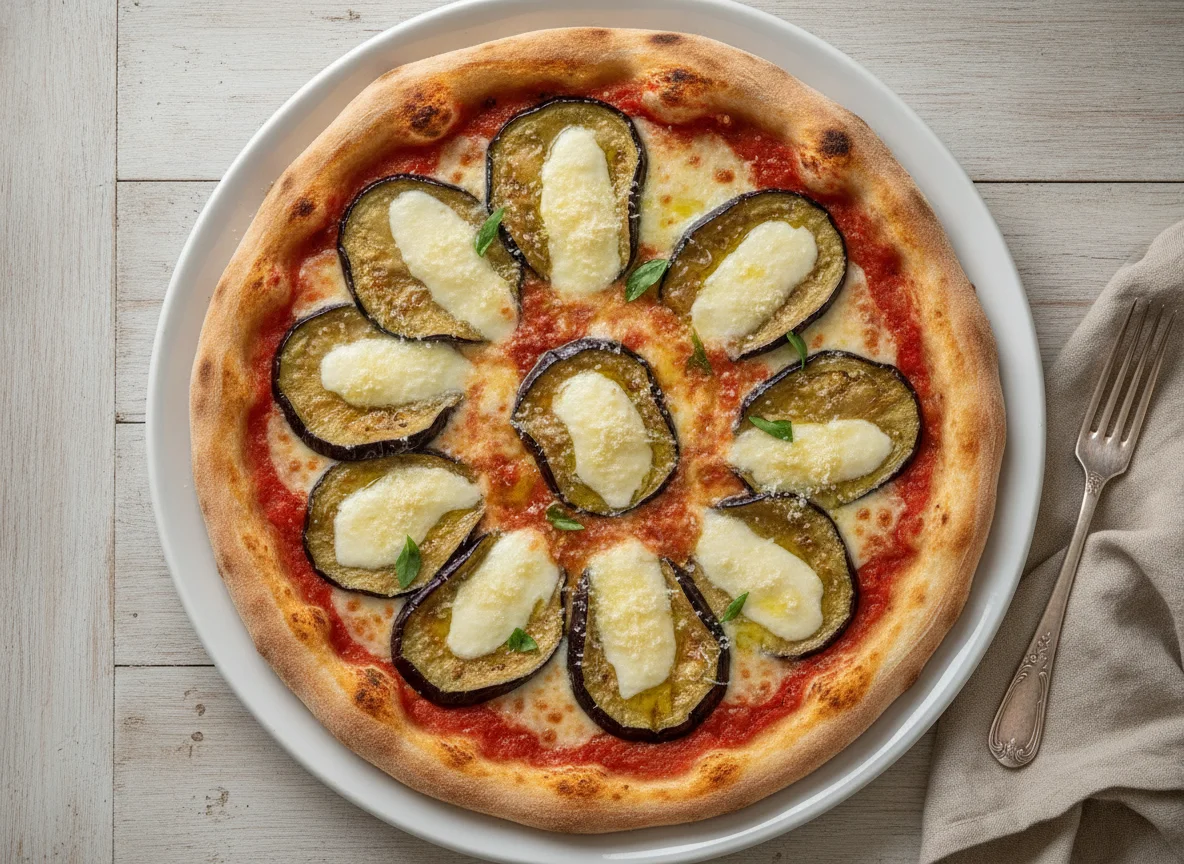 Pizza de berenjena y queso photo