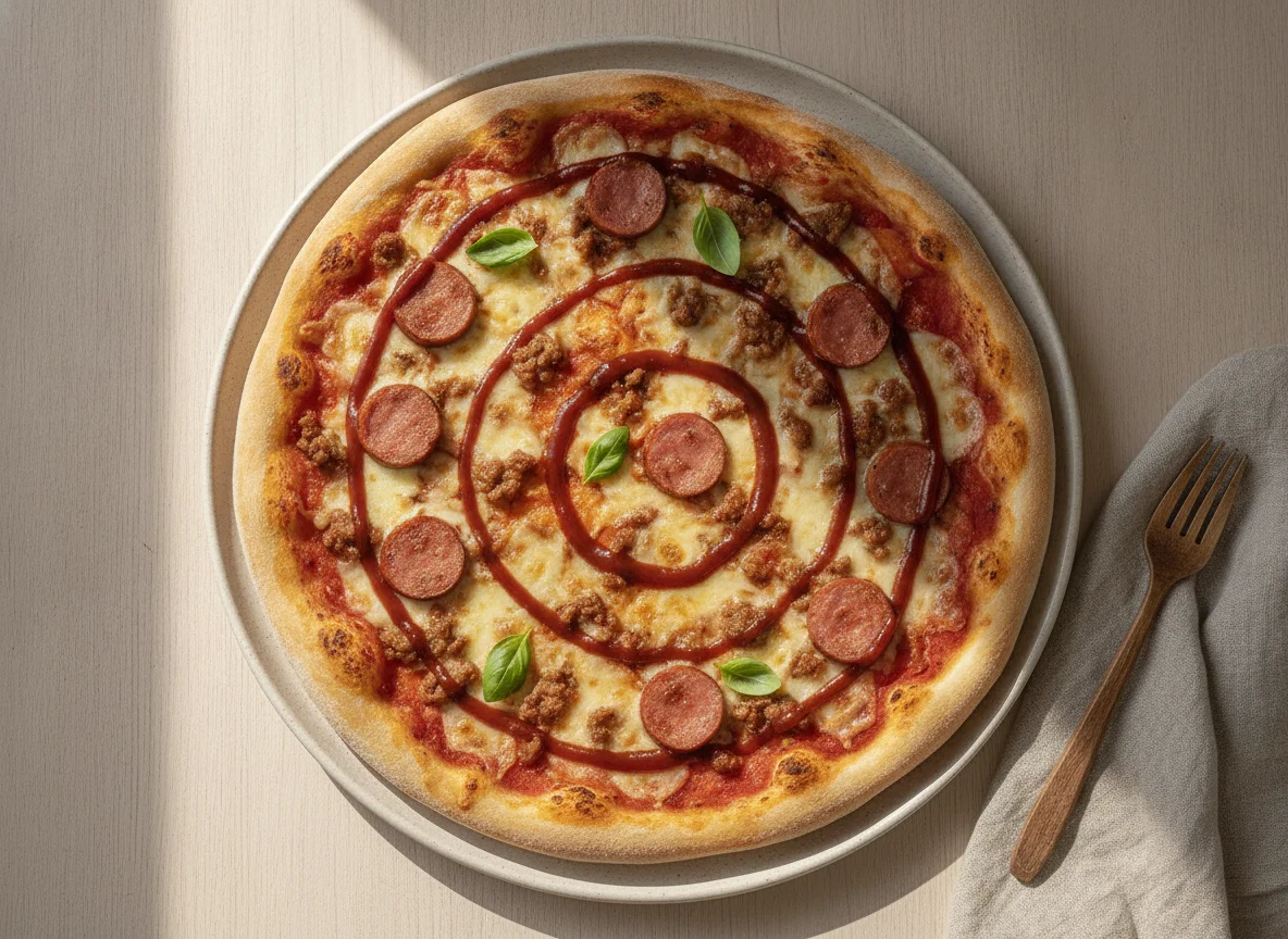 Pizza de carne y salchichas photo
