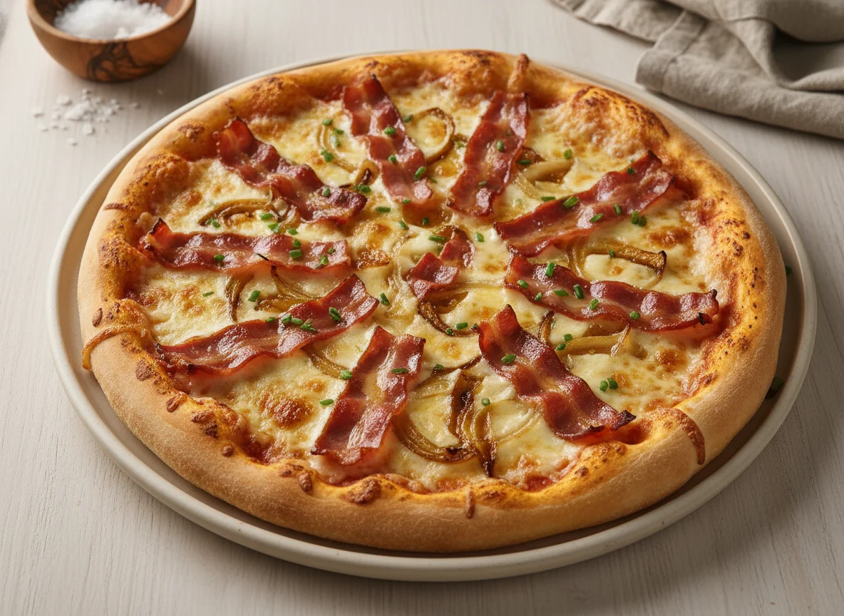 Pizza de cebolla y bacon photo