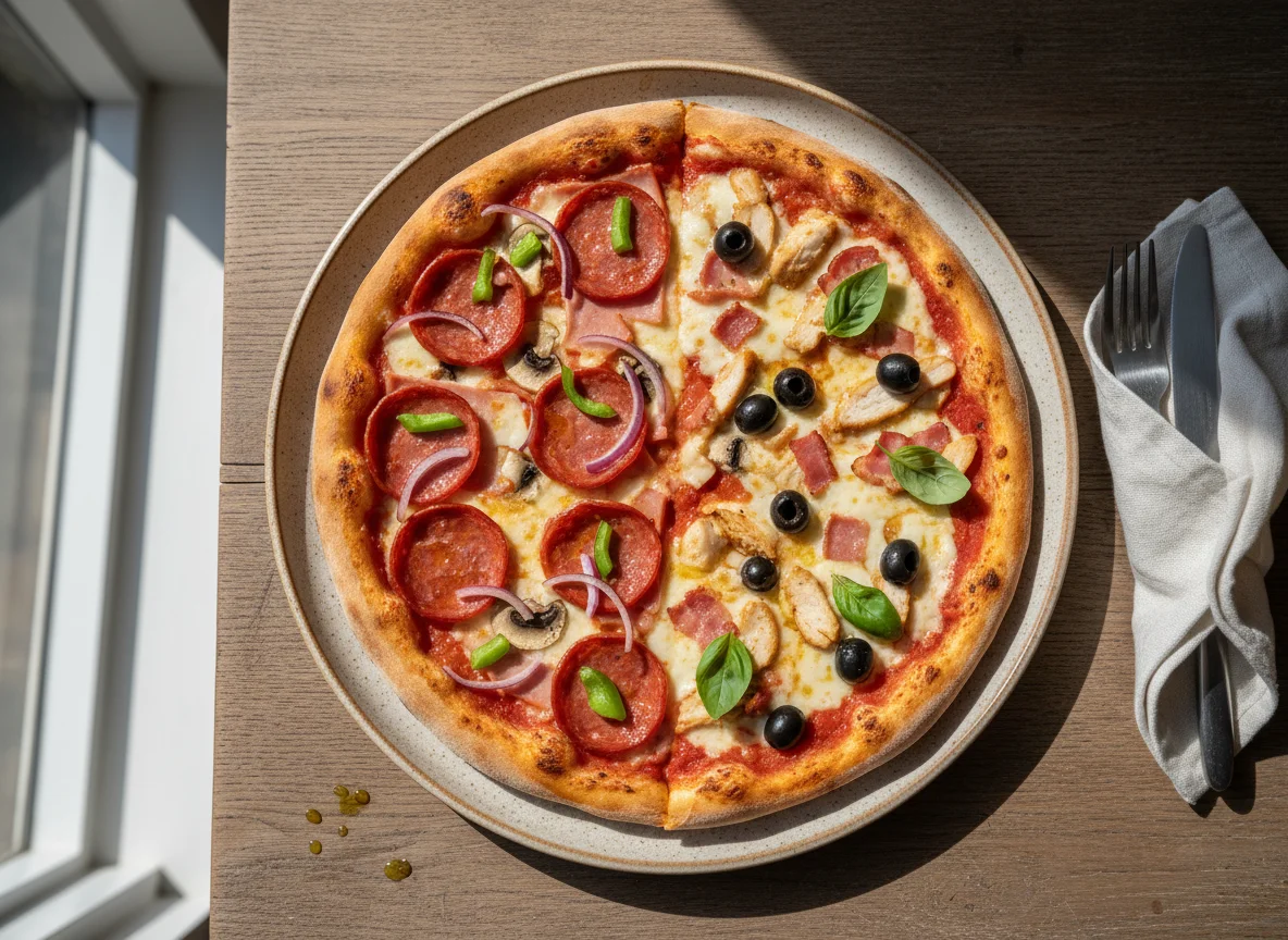 Pizza de dos sabores photo