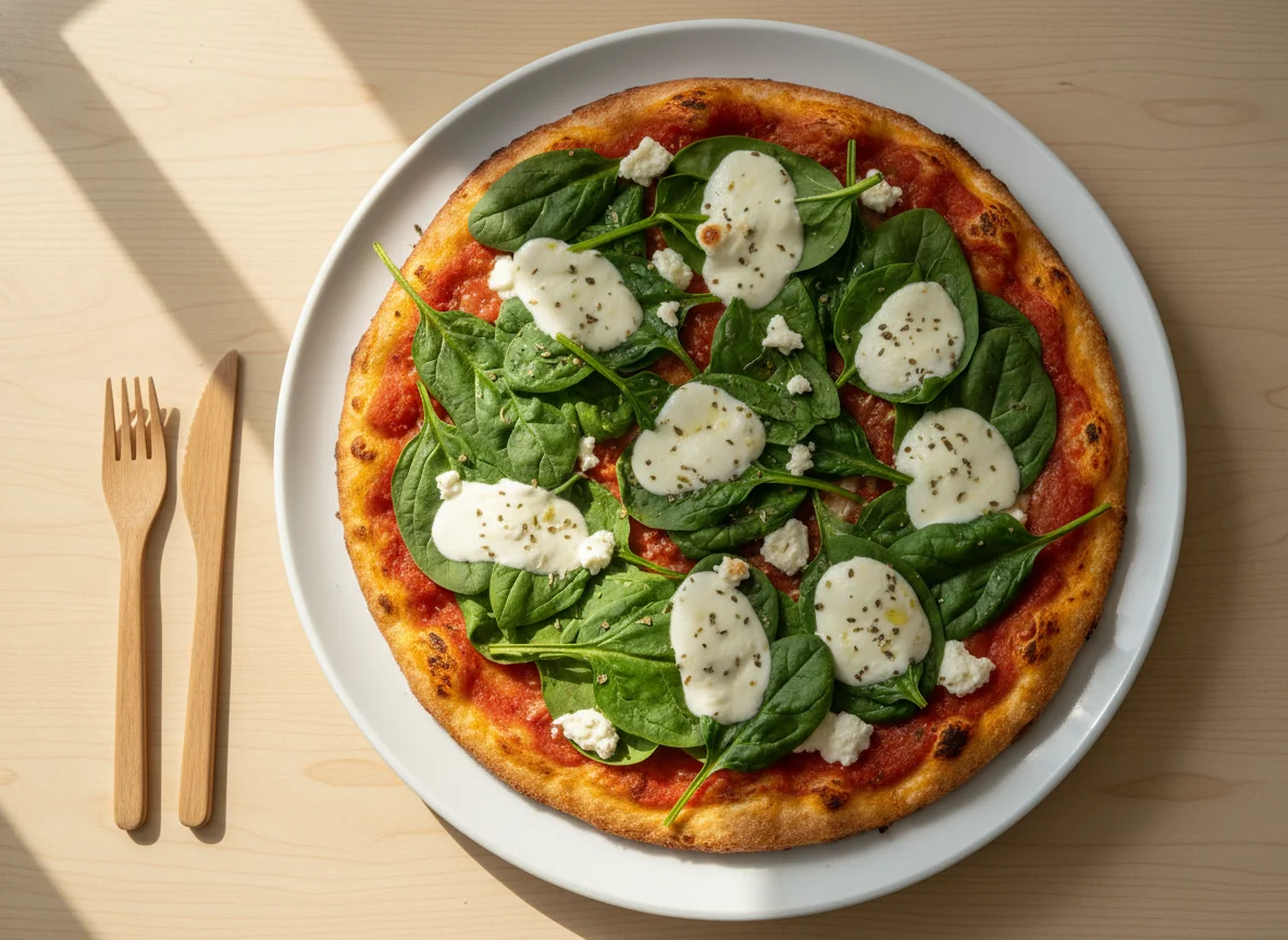 Pizza de espinacas y queso photo