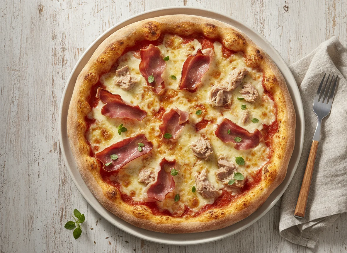 Pizza de jamón y atún photo