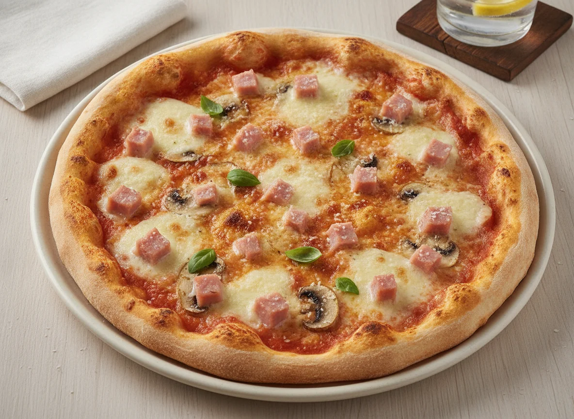 Pizza de jamón y champiñones photo