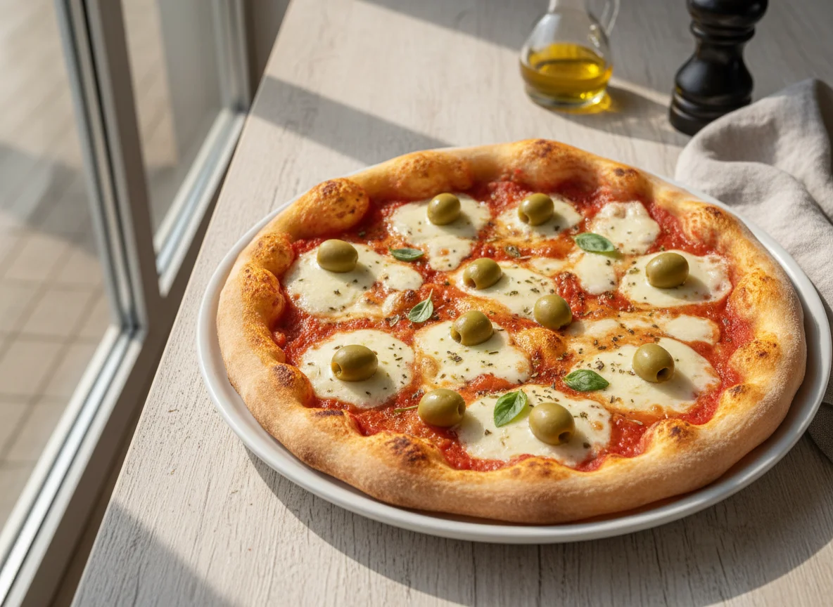 Pizza de Muzzarella con Aceitunas photo