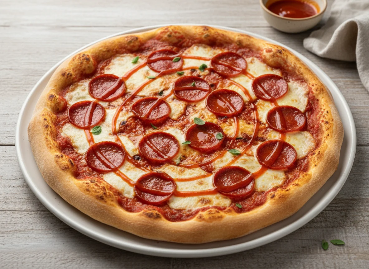 Pizza de pepperoni con salsa extra photo