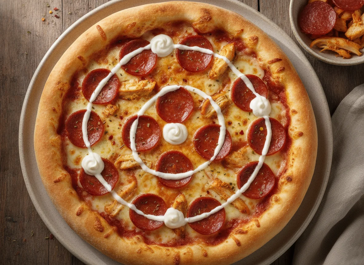 Pizza de pepperoni y pollo con catupiry photo