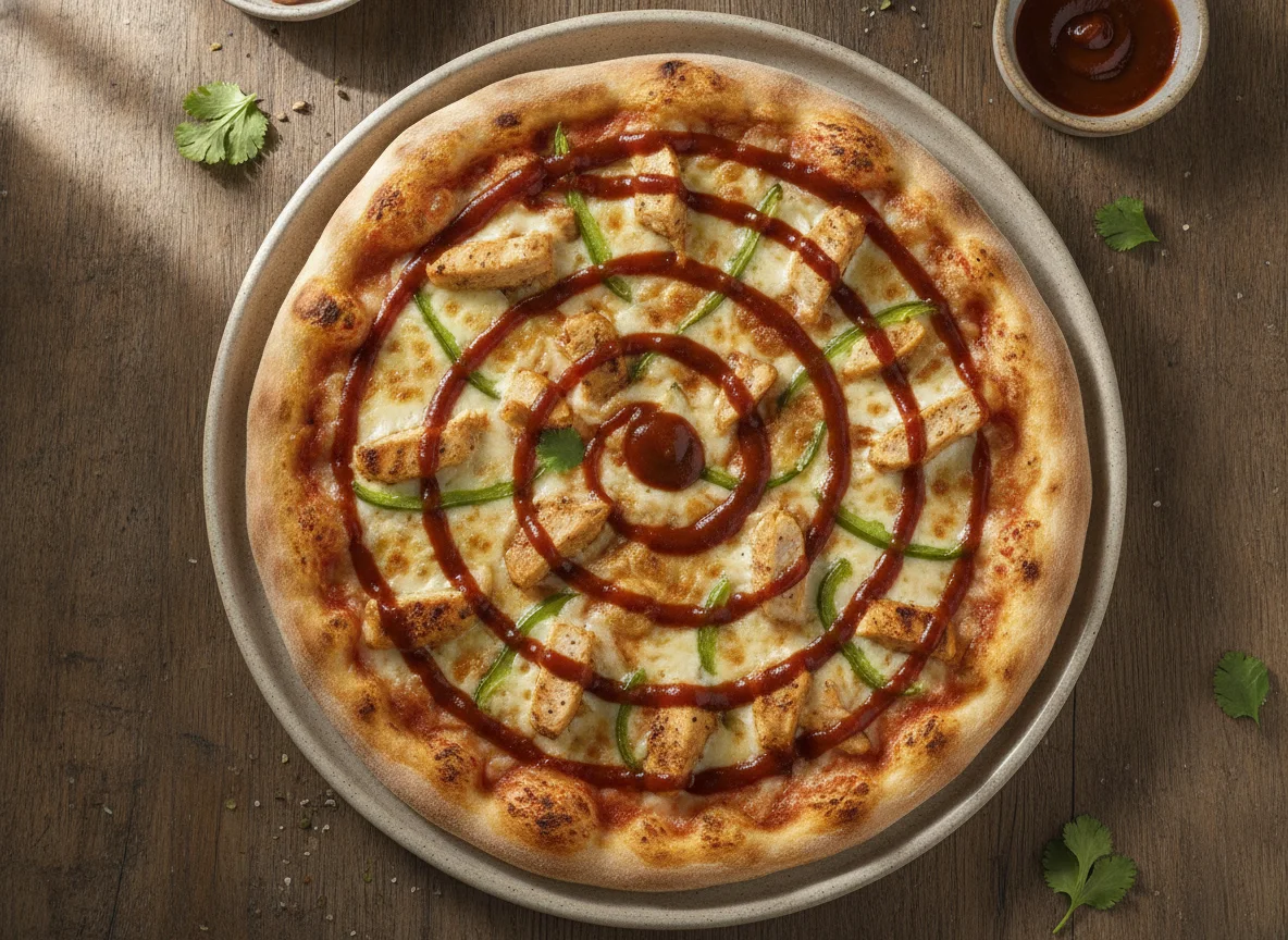 Pizza de pollo con salsa barbacoa y queso photo