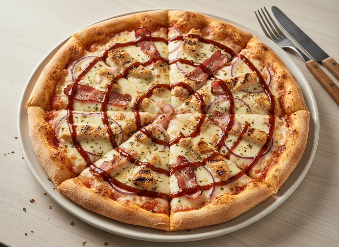 Pizza de pollo y bacon photo