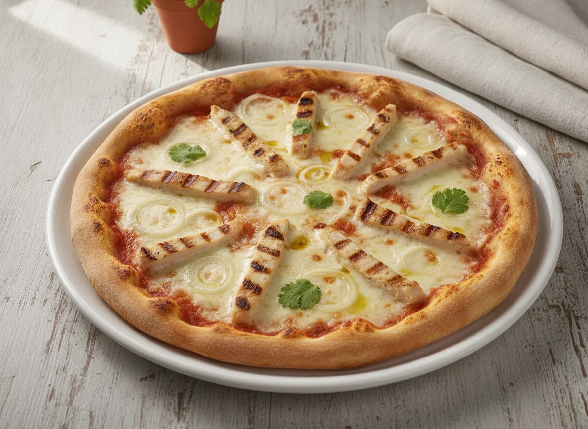 Pizza de pollo y cebolla photo