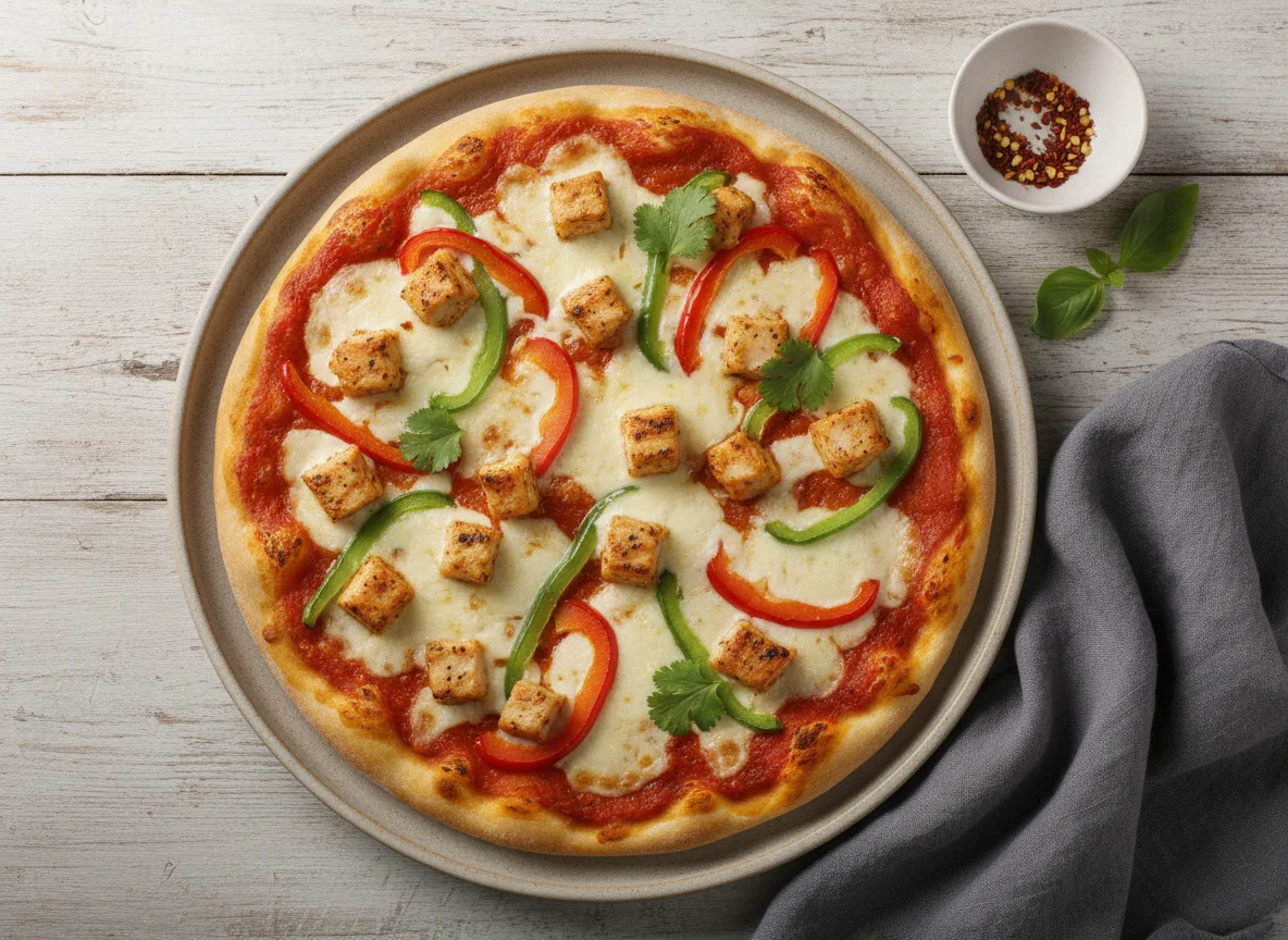 Pizza de pollo y pimientos photo