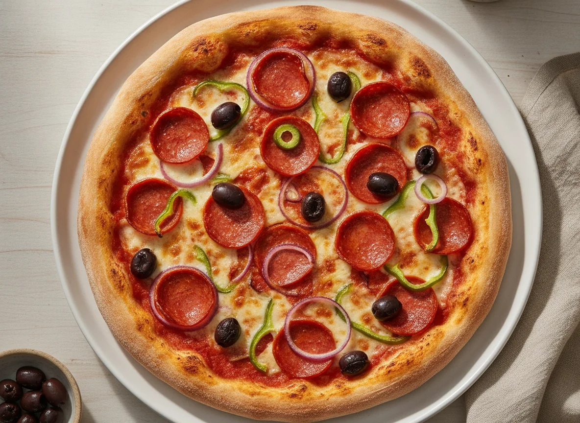 Pizza de vegetales y pepperoni photo