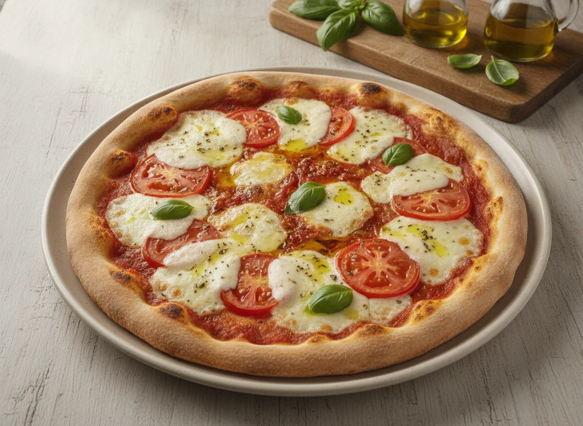 Pizza Margarita con masa fina photo