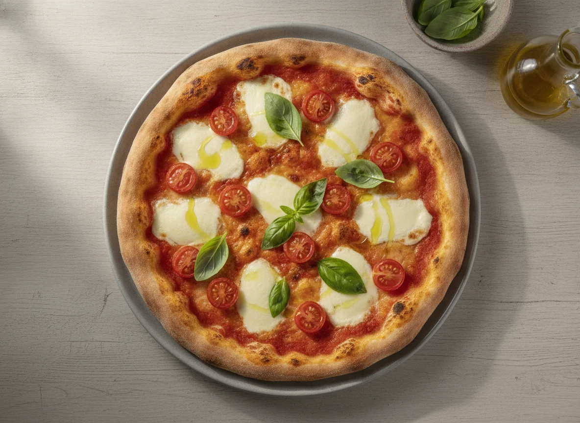 Pizza Margherita con Tomates Cherry photo