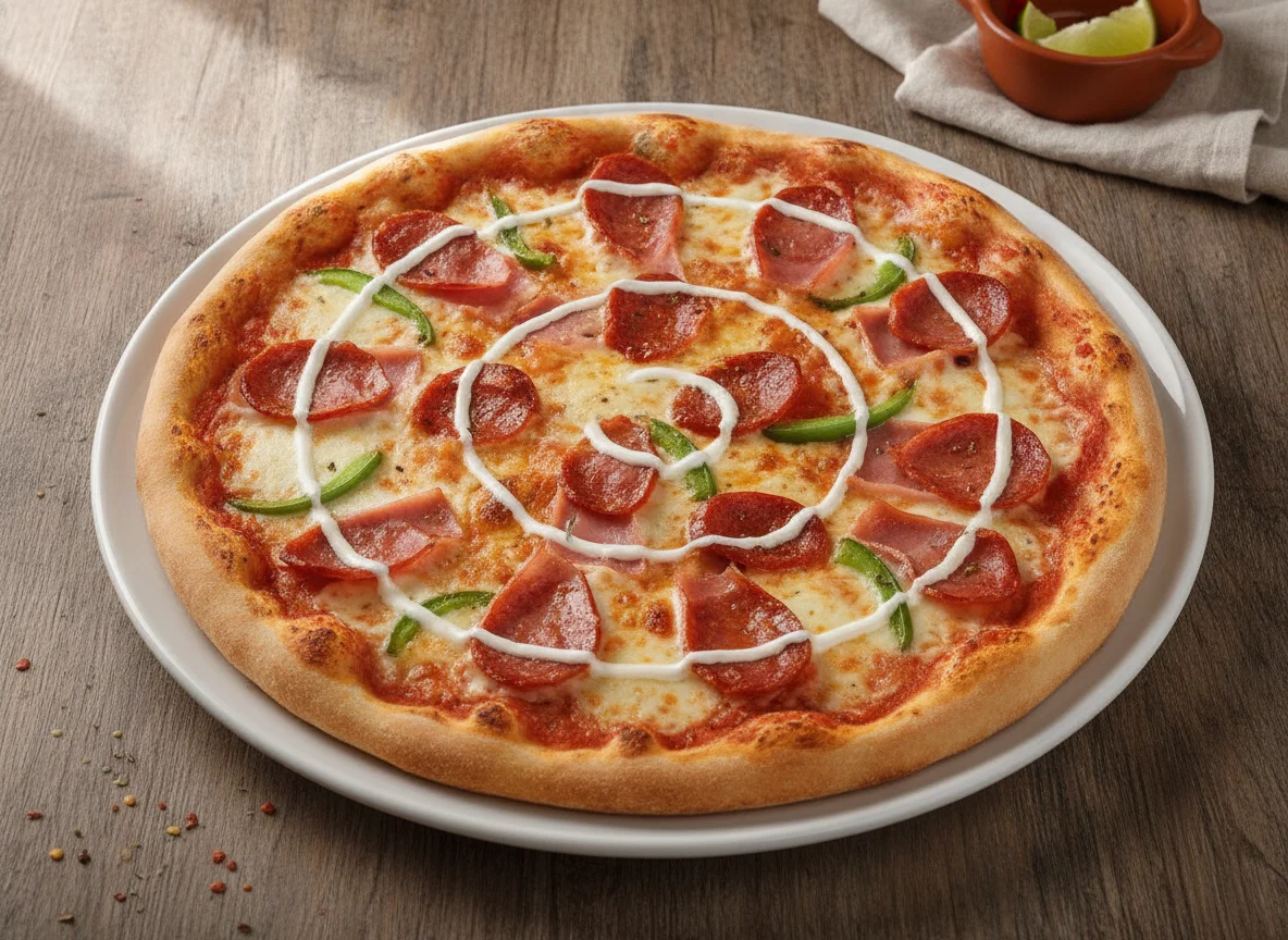 Pizza mexicana con jamón y chorizo photo