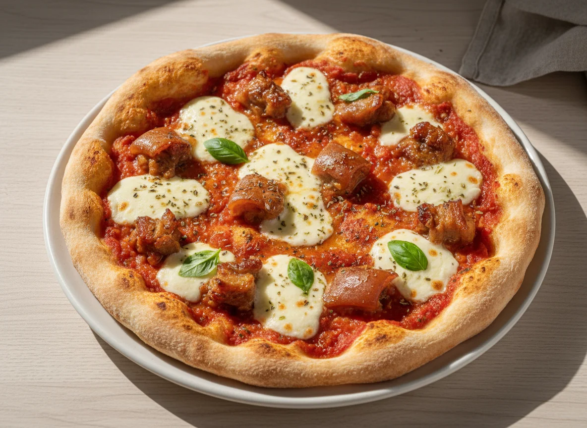 Pizza peu de porc photo