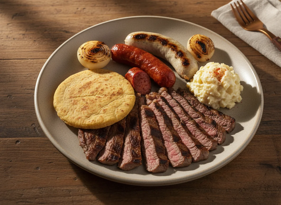 Platillo de carne asada con acompañamientos photo