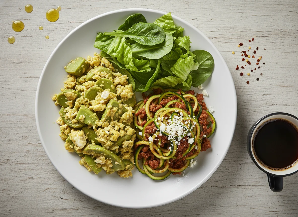 Plato combinado con nopales, carne y ensalada photo