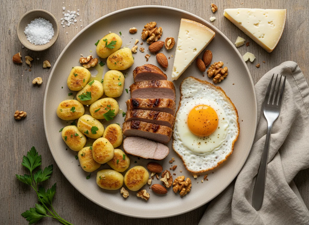 Plato combinado con queso y frutos secos photo