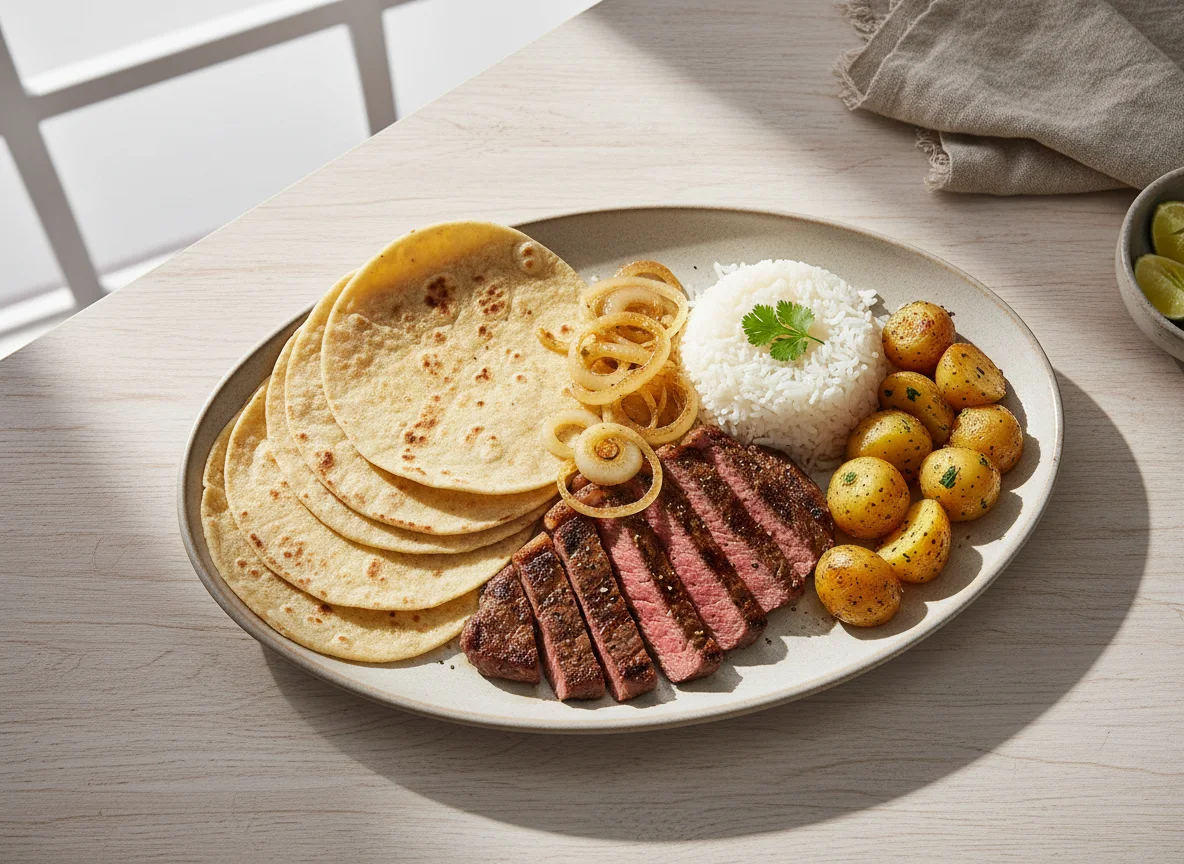 Plato combinado con tortillas photo
