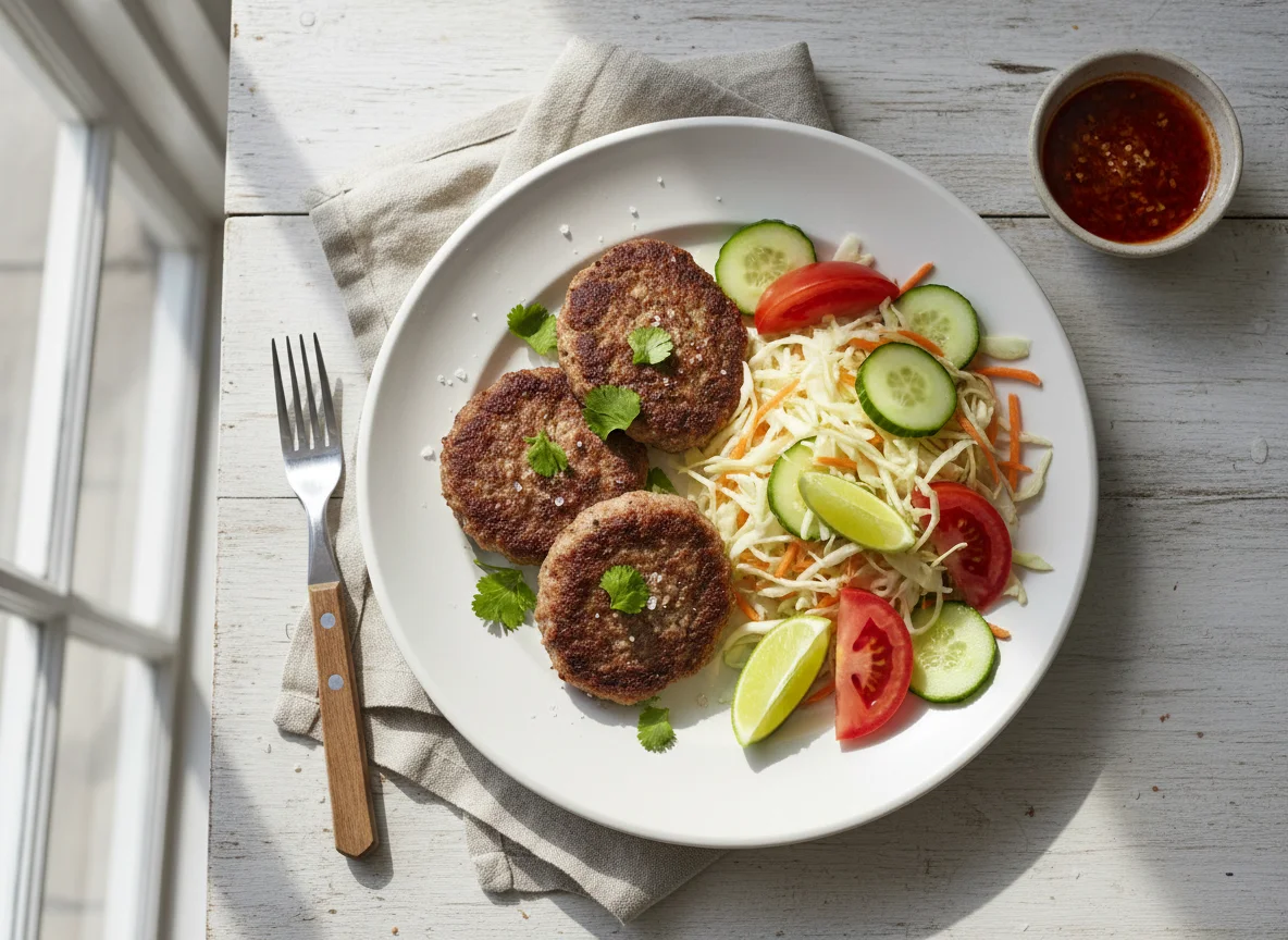 Plato de carne molida con ensalada photo