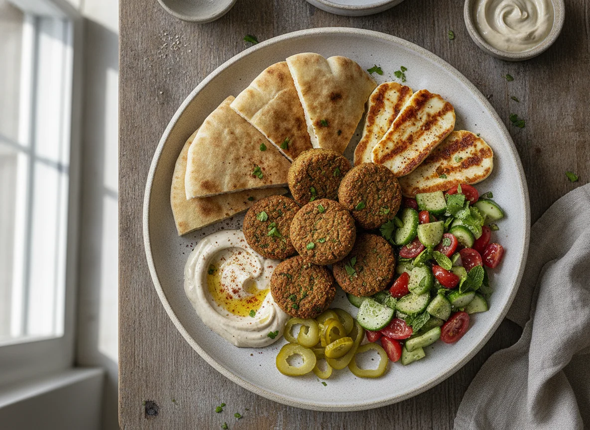 Plato de Falafel con Pita y Ensalada photo