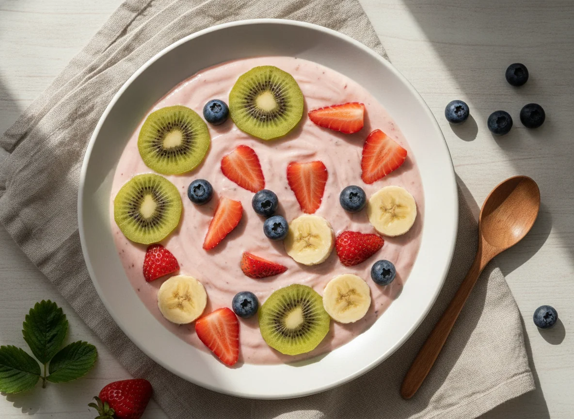 Plato de frutas con yogur photo