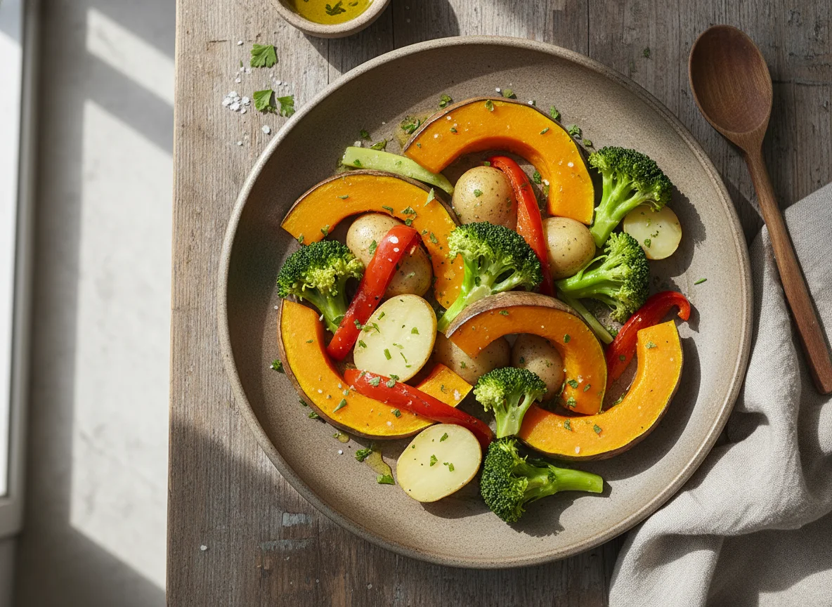 Plato de verduras al vapor photo