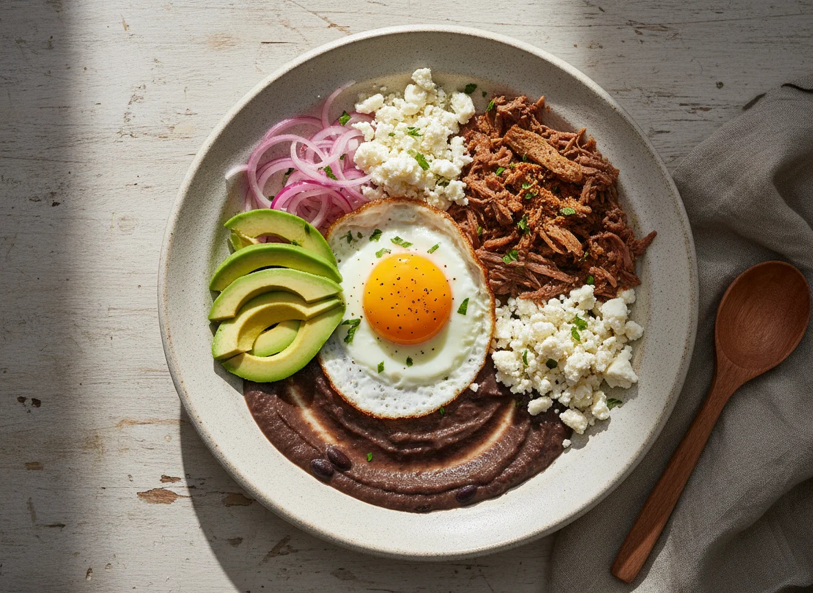 Plato mixto con huevo y aguacate photo