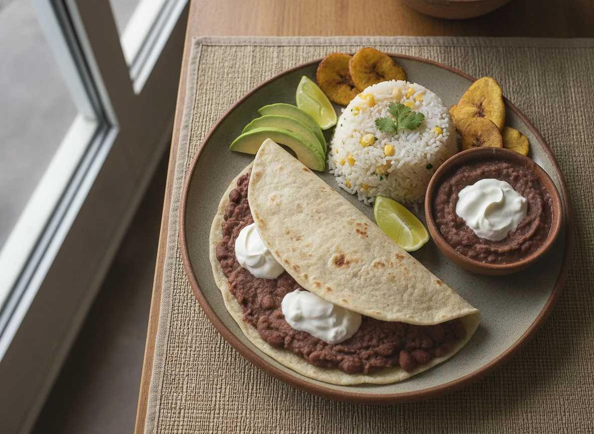 Plato típico hondureño con baleada y complementos photo