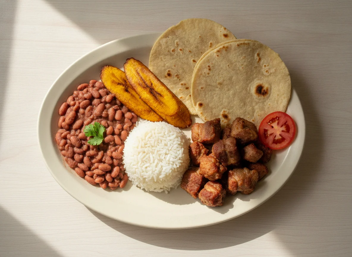 Plato típico hondureño con tortillas photo