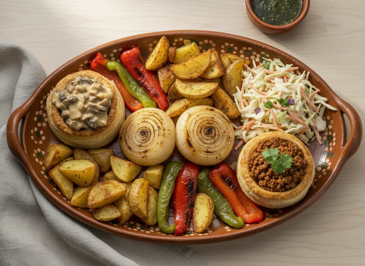 Plato variado con guarniciones y bocadillos photo