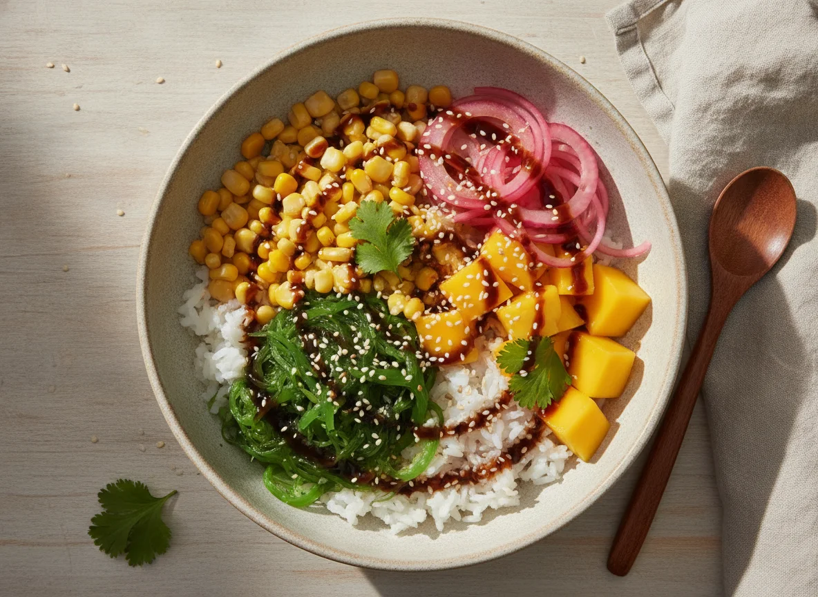 Poke bowl de arroz y algas photo