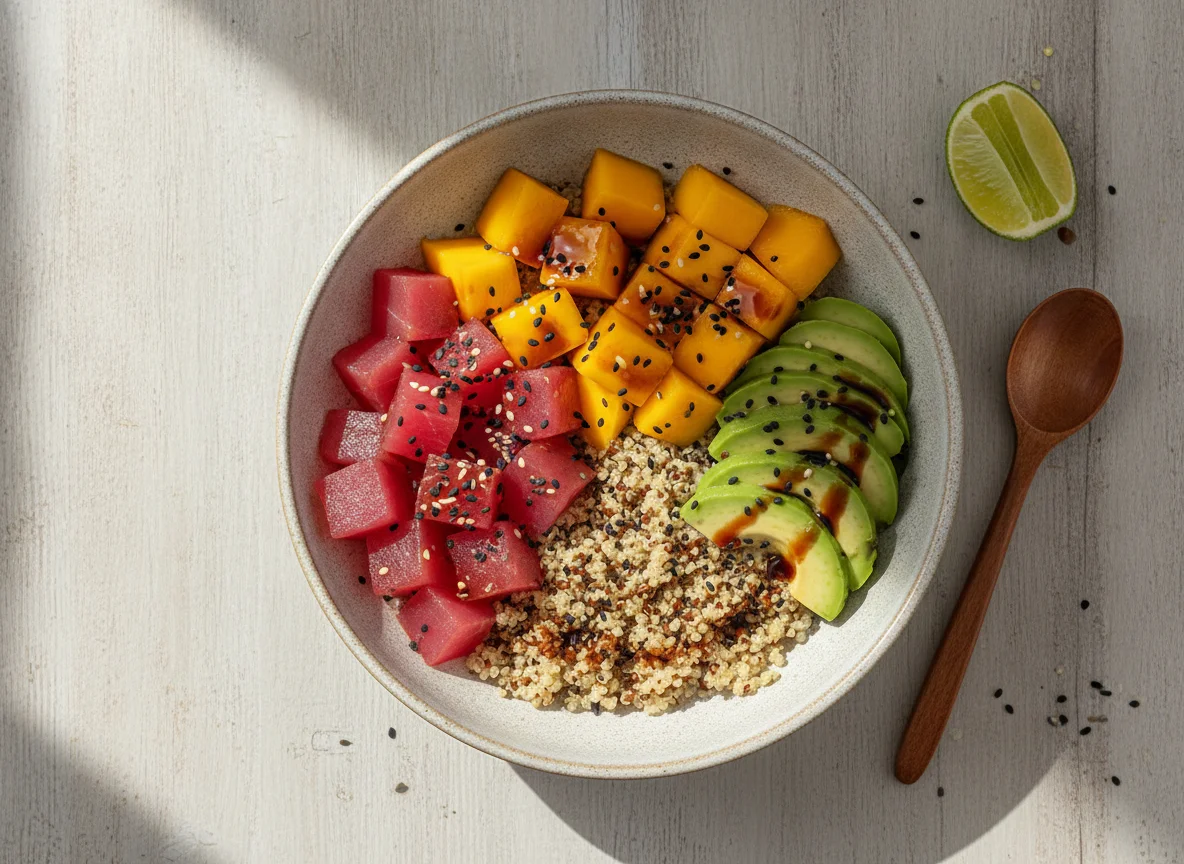 Poke bowl de atún, mango y aguacate photo
