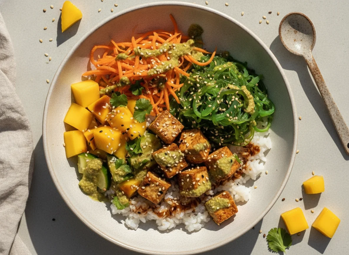 Poke bowl de tofu y mango photo