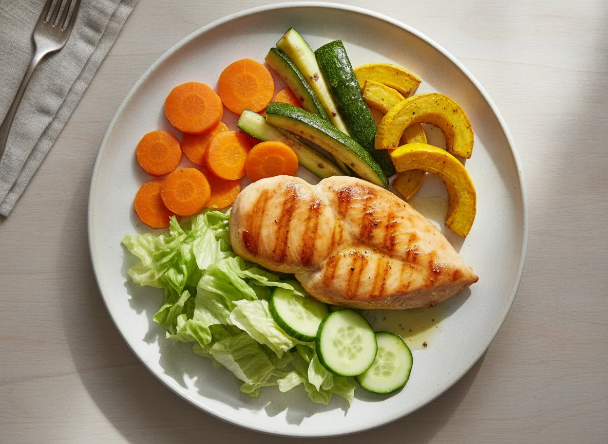 Pollo a la parrilla con verduras mixtas photo