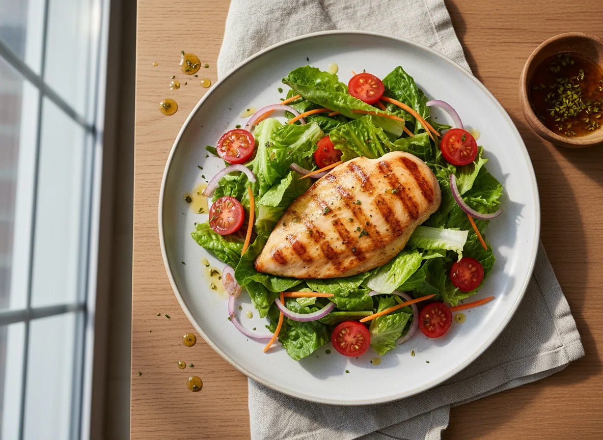 Pollo a la plancha con ensalada photo
