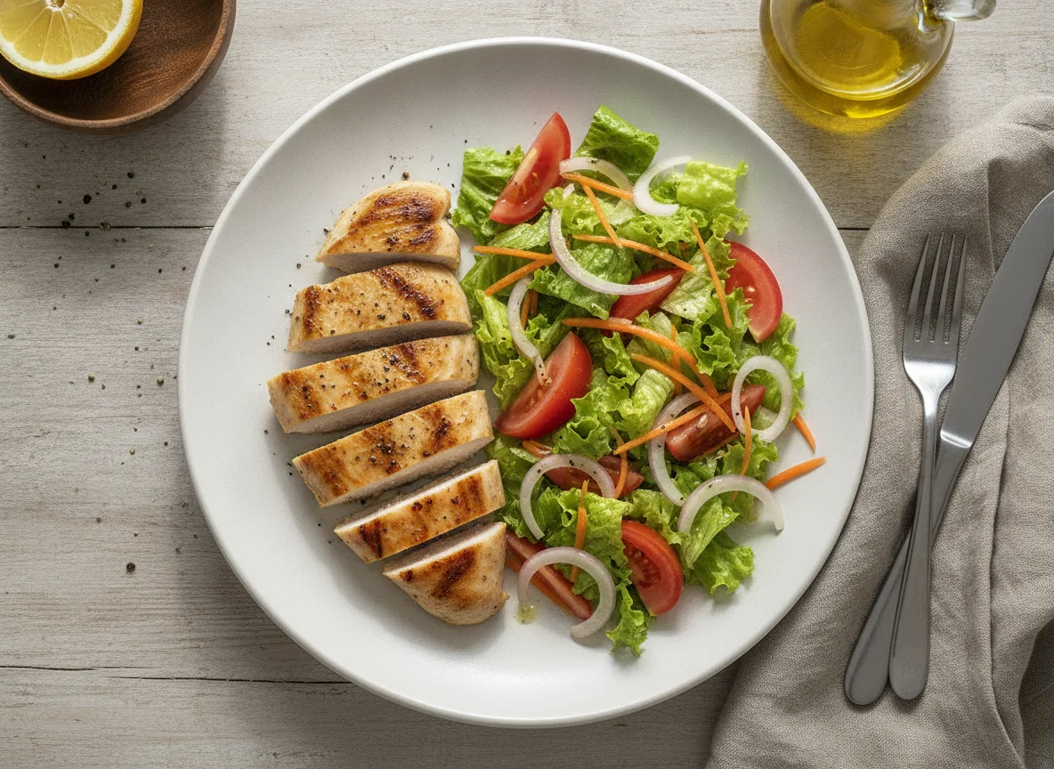 Pollo a la plancha con ensalada mixta photo