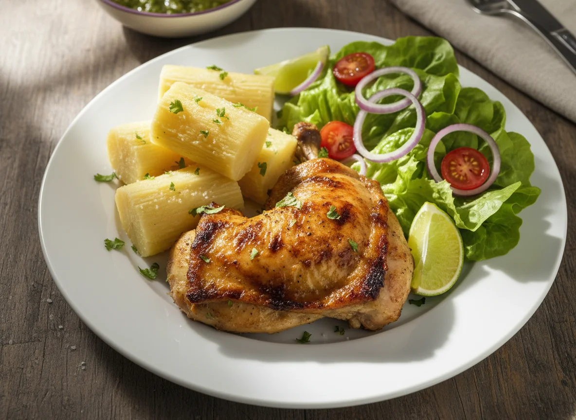 Pollo a la plancha con yuca y ensalada photo