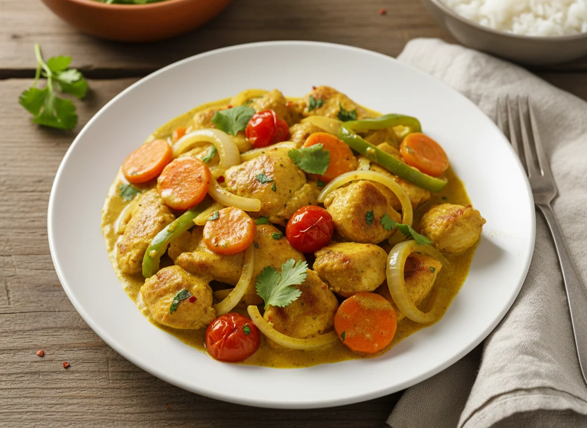 Pollo al curry con verduras photo