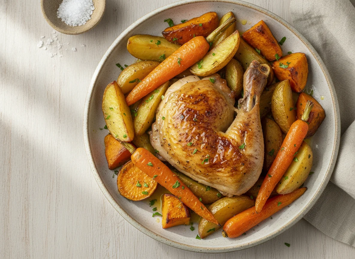 Pollo al horno con vegetales photo