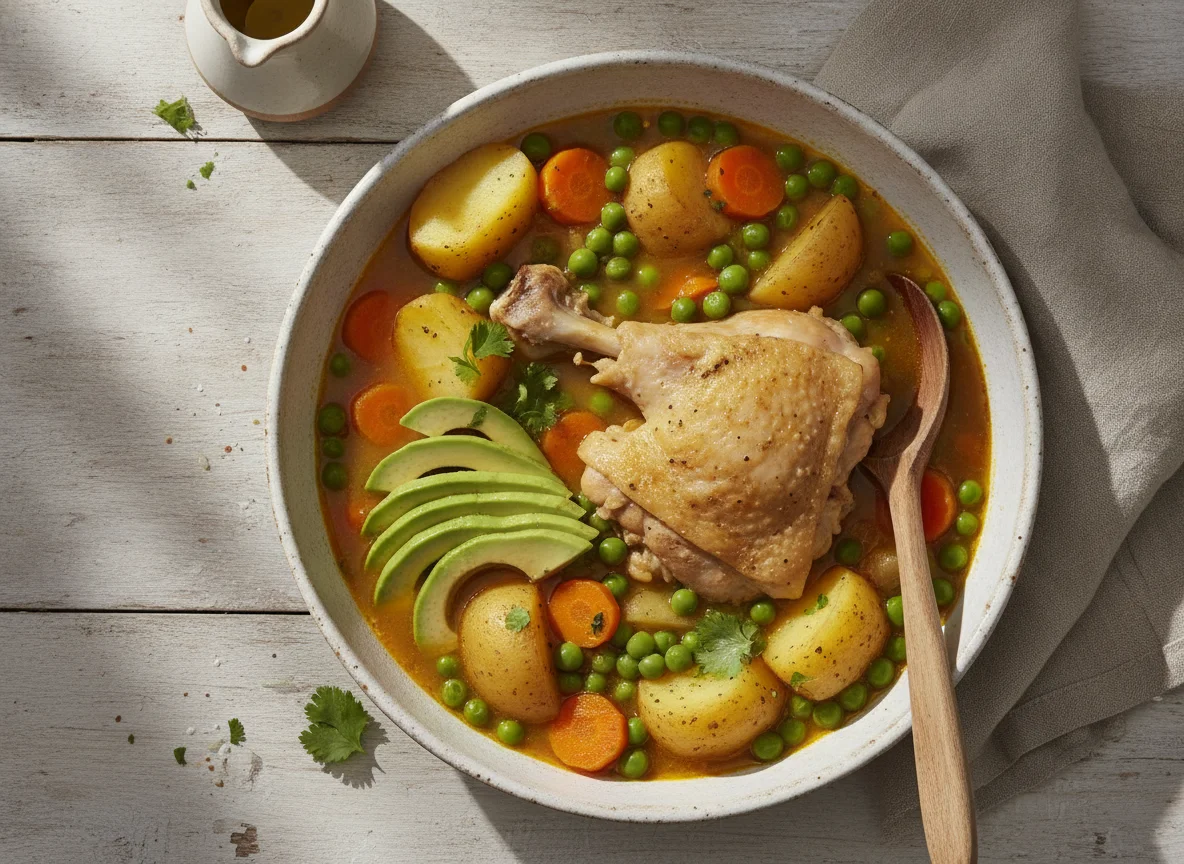 Pollo arvejado con papa y palta photo